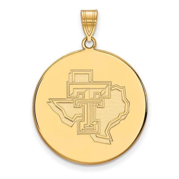 14k Yellow Gold Texas Tech U. XL Disc Pendant